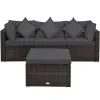 4 Pieces Patio Rattan Furniture Set with Removable Cushions and Pillows