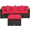 4 Pieces Patio Rattan Furniture Set with Removable Cushions and Pillows