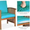 4 Pieces Patio Solid Wood Furniture Set with Water Resistant Cushions