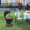 53747749  13in round ceramic charcoal grill, ceramic carbon oven, 2 in 1 iron carbon oven, three layers of elliptical cylinder oven