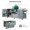 66.5" Outdoor Kitchen Island for Big Green Egg Grills, Solid Wood Outdoor Grill Cart for Tabletop Grill with Stainless Steel Top, Drawer