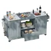 66.5" Outdoor Kitchen Island for Big Green Egg Grills, Solid Wood Outdoor Grill Cart for Tabletop Grill with Stainless Steel Top, Drawer
