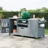 66.5" Outdoor Kitchen Island for Big Green Egg Grills, Solid Wood Outdoor Grill Cart for Tabletop Grill with Stainless Steel Top, Drawer