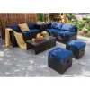 8 Pieces Patio Space-Saving Rattan Furniture Set with Storage Box and Waterproof Cover