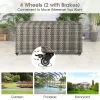 96 Gallon PE Wicker Outdoor Storage Box with 4 Wheels