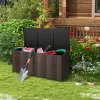 96 Gallon PE Wicker Outdoor Storage Box with 4 Wheels