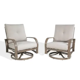 Chamber Patio Aluminum Swivel Club Chair With Sunbrella® Cushions (Option: 2-Piece Grey)
