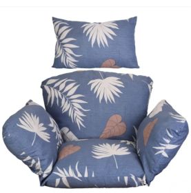 Egg Chair Cushion Hanging Basket Seat Cushion Thicken Soft Egg Swing Chair Pad Hanging Egg Chair Cushion With Headrest (Option: BlueBeigeLeaf)