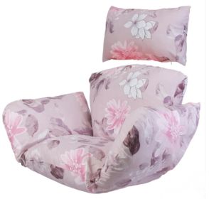 1Pc Egg Chair Cushion Hanging Basket Seat Cushion Thicken Soft Egg Swing Chair Pad Hanging Egg Chair Cushion With Headrest (Option: LGreyPinkFlower)