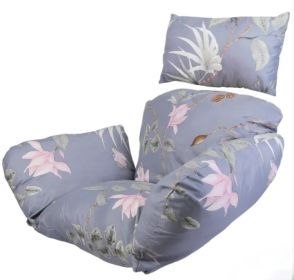 1Pc Egg Chair Cushion Hanging Basket Seat Cushion Thicken Soft Egg Swing Chair Pad Hanging Egg Chair Cushion With Headrest (Option: DGreyPinkFlower)