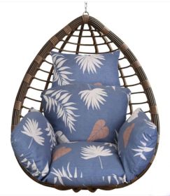 1Pc Egg Chair Cushion Hanging Basket Seat Cushion Thicken Soft Egg Swing Chair Pad Hanging Egg Chair Cushion With Headrest (Option: Blue with Beige Lea)
