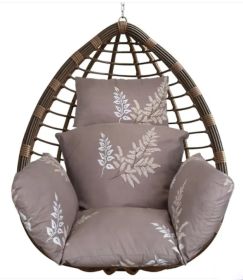 1Pc Egg Chair Cushion Hanging Basket Seat Cushion Thicken Soft Egg Swing Chair Pad Hanging Egg Chair Cushion With Headrest (Option: Coffee with Beige Leaf)
