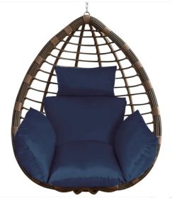 1Pc Egg Chair Cushion Hanging Basket Seat Cushion Thicken Soft Egg Swing Chair Pad Hanging Egg Chair Cushion With Headrest (Option: Navy Blue)