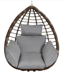 1Pc Egg Chair Cushion Hanging Basket Seat Cushion Thicken Soft Egg Swing Chair Pad Hanging Egg Chair Cushion With Headrest (Option: Grey)