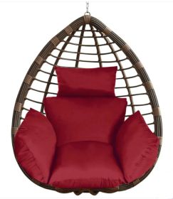 1Pc Egg Chair Cushion Hanging Basket Seat Cushion Thicken Soft Egg Swing Chair Pad Hanging Egg Chair Cushion With Headrest (Option: Wine Red)