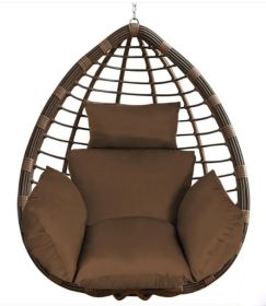 1Pc Egg Chair Cushion Hanging Basket Seat Cushion Thicken Soft Egg Swing Chair Pad Hanging Egg Chair Cushion With Headrest (Option: Coffee)