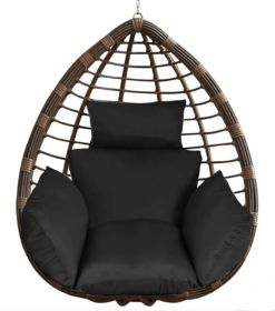 1Pc Egg Chair Cushion Hanging Basket Seat Cushion Thicken Soft Egg Swing Chair Pad Hanging Egg Chair Cushion With Headrest (Option: Black)