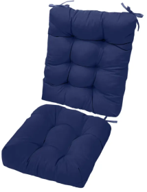 2Pcs/Set 1Pc Back Cushion And 1Pc Seat Cushion Rocking Chair Cushion Upper And Lower Back And Seat Sets (Option: NavyBlue-UpgradedVersion)