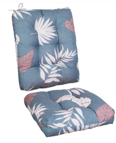 2Pcs/Set 1Pc Back Cushion And 1Pc Seat Cushion Rocking Chair Cushion Upper And Lower Back And Seat Sets (Option: BlueGreyLeaf-UpgradedVersion)