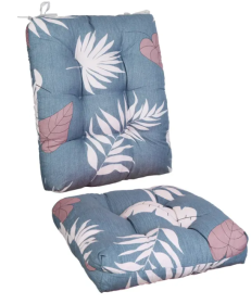 Waterproof Rocking Chair Cushion Upper And Lower Back And Seat Sets With Non-Slip Ties Oxford Cloth Surface Polyester Filling Comfortable For Ind (Option: BlueGreyLeafPro)