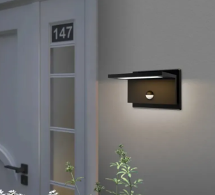 Inowel Outdoor Motion Sensor Porch Light Outdoor Wall Light Fixture Modern LED Exterior Wall Sconce For Front Door Garage Patio Garden 17311 (Option: Black)