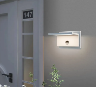 Inowel Outdoor Motion Sensor Porch Light Outdoor Wall Light Fixture Modern LED Exterior Wall Sconce For Front Door Garage Patio Garden 17311 (Option: White)
