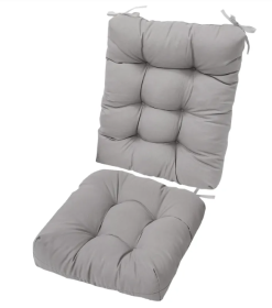 2Pcs Waterproof Rocking Chair Cushion Upper And Lower Back And Seat Sets With Non-Slip Ties Oxford Cloth Surface Polyester Filling Comfortable Fo (Option: Grey)
