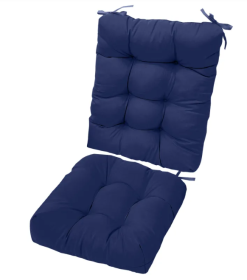 2Pcs Waterproof Rocking Chair Cushion Upper And Lower Back And Seat Sets With Non-Slip Ties Oxford Cloth Surface Polyester Filling Comfortable Fo (Option: Navy Blue)