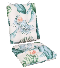 2Pcs Waterproof Rocking Chair Cushion Upper And Lower Back And Seat Sets With Non-Slip Ties Oxford Cloth Surface Polyester Filling Comfortable Fo (Option: BeigeColorLeaf)