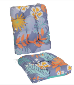 2Pcs Waterproof Rocking Chair Cushion Upper And Lower Back And Seat Sets With Non-Slip Ties Oxford Cloth Surface Polyester Filling Comfortable Fo (Option: GreyOrangeLeaf)