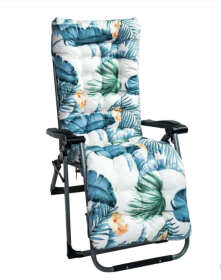 1Pc Chaise Lounger Cushion Recliner Rocking Chair Sofa Mat Deck Chair Cushion Chair Not Inlcuded  Standard Type (Option: WhiteBlueLeaf-Standard)