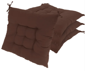 4Pcs Chair Cushion Pads Pillow 17.72x17.72x2.37in Soft Tie On Square Sitting Mats For Home Office Car Sitting Travel (Option: Standard-Brown)