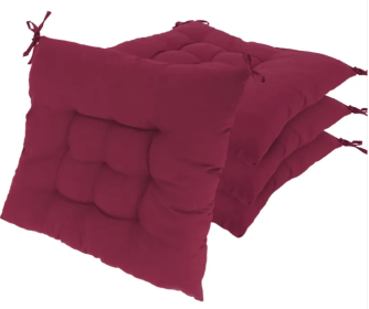 4Pcs Chair Cushion Pads Pillow 17.72x17.72x2.37in Soft Tie On Square Sitting Mats For Home Office Car Sitting Travel (Option: Pro-Wine Red)
