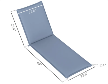 Foldable Chaise Lounge Cushion Set Of 2, Outdoor Lounge Chair Cushion Set, 200gsm Fabric, 76 X 23, Blue (Option: Blue)