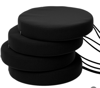 Patio Chair Cushions Set Of 4 Round Seat Cushions For Dining Bistro Chairs Machine Washable, 15 X 15 X 3, Black (Option: Black)
