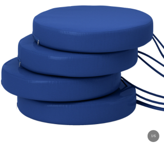 Patio Chair Cushions Set Of 4 Round Seat Cushions For Dining Bistro Chairs Machine Washable, 15 X 15 X 3, Navy Blue (Option: Navy Blue)