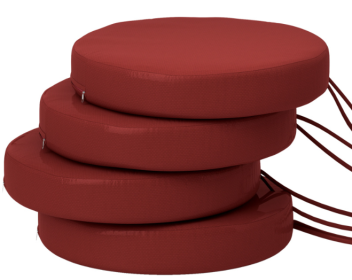 Patio Chair Cushions Set Of 4 Round Seat Cushions For Dining Bistro Chairs Machine Washable, 15 X 15 X 3, Wine Red (Option: Wine Red)