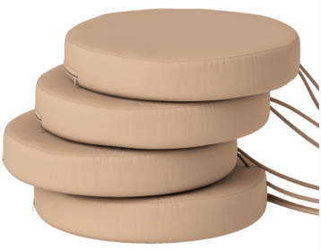 Patio Chair Cushions Set Of 4 Round Seat Cushions For Dining Bistro Chairs Machine Washable, 15 X 15 X 3, Khaki (Option: Khaki)