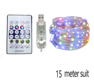 LED Rope Lights Outdoor, RGB Remote Control Fairy String Lights Plug In With 200 LEDs, Super Durabl (Option: 15M)
