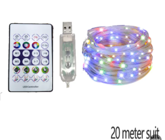 LED Rope Lights Outdoor, RGB Remote Control Fairy String Lights Plug In With 200 LEDs, Super Durabl (Option: 20M)
