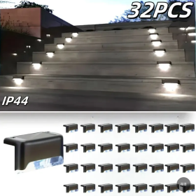 Led Solar Deck Lights 32 Pack Waterproof And Wide Use For Outdoor Stairs Step Fence Railing Yard And Patio Auto On/Off Easy Installation(Warm Whi (Option: Whitelight32PCS)