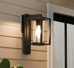Outdoor Wall Light With Motion Sensor,Dusk To Dawn Pure Aluminum Wall Mount Lamp (Option: Black)