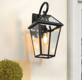 21inch 1 Pack Outdoor Wall Lantern Light  Modern Black Metal & Clear Glass Sconce For Porch, Patio, And Garden Lighting Bulb Not Included (Option: Black-BlackAluminiumGlass)