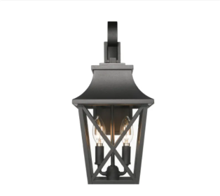 Black Outdoor Wall Light 2 Lights, Large Outdoor Modern Wall Light Fixtures, Industrial Porch Light Wall Mounted With Glass, Waterproof Farmhouse (Option: Black)