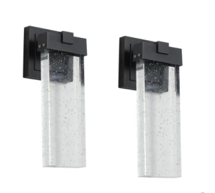 Outdoor Waterproof Transparent LED Crystal Wall Light Supports Many Types Of Bulb-2 Packs With Light Sensitivity (Option: Black)
