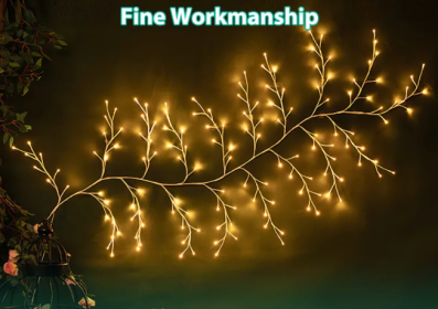 1Pc 7.87FT Lighted Birch Garland Lighted Twig Vine Lights 144LED Birch Garland With Lights String Light With Timer 8 Modes IP45 Waterproof For Ch (Option: Warm White)
