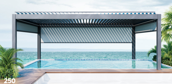 250 Model Aluminum Motorized/Manual Louvered Pergola (Size Option: 16' x 12')
