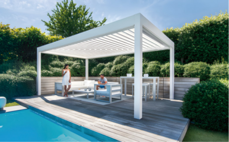 250 Model Aluminum Motorized/Manual Louvered Pergola (Size Option: 12' x 10')