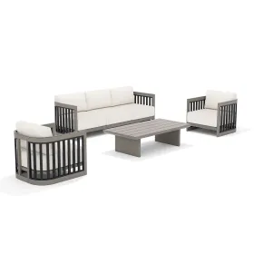 Sereno 5-Person Patio Furniture Sofa Set (Option: Weathered Teak Fixed Chairs)