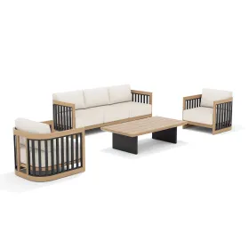 Sereno 5-Person Patio Furniture Sofa Set (Option: Teak Fixed Chairs)